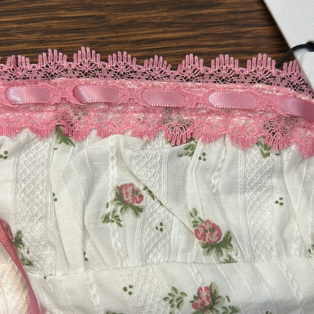 Princess Polly White Mini Dress with Pink Rose Print and Pink Trim - Picture 4 of 9